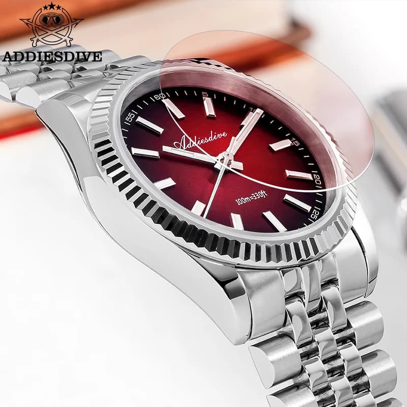 ADDIESDIVE New Men's Watch AD2073 Sapphire Glass 36mm VH31 Sunburst Quartz Watches 10Bar Waterproof Underwater Light Wrist Watch