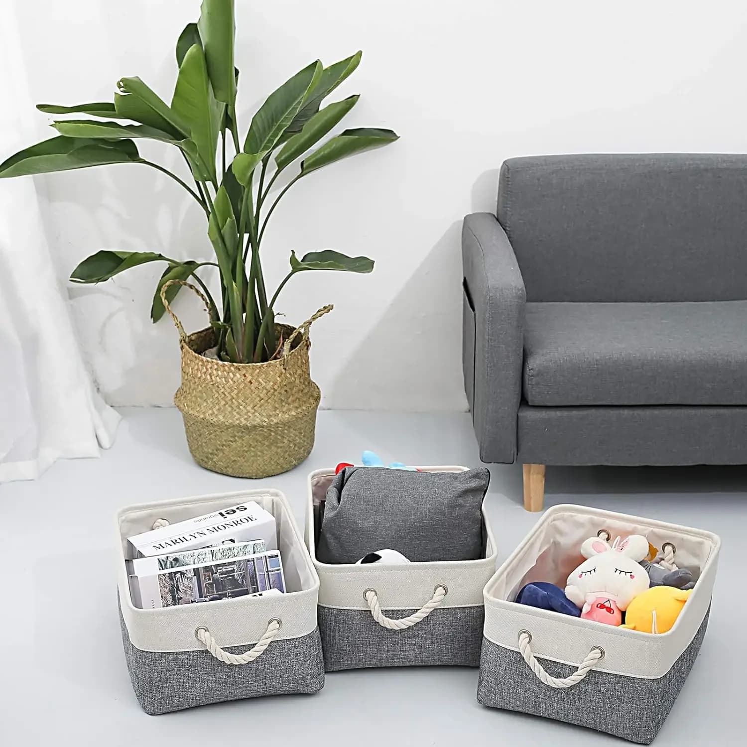 Lino Folding Basket for the Classification of Various Items with Handle, Large Capacity Bearing Basket, House Supplies, Intima Linen Bag, Socks, Children's Toys, Baby Bag