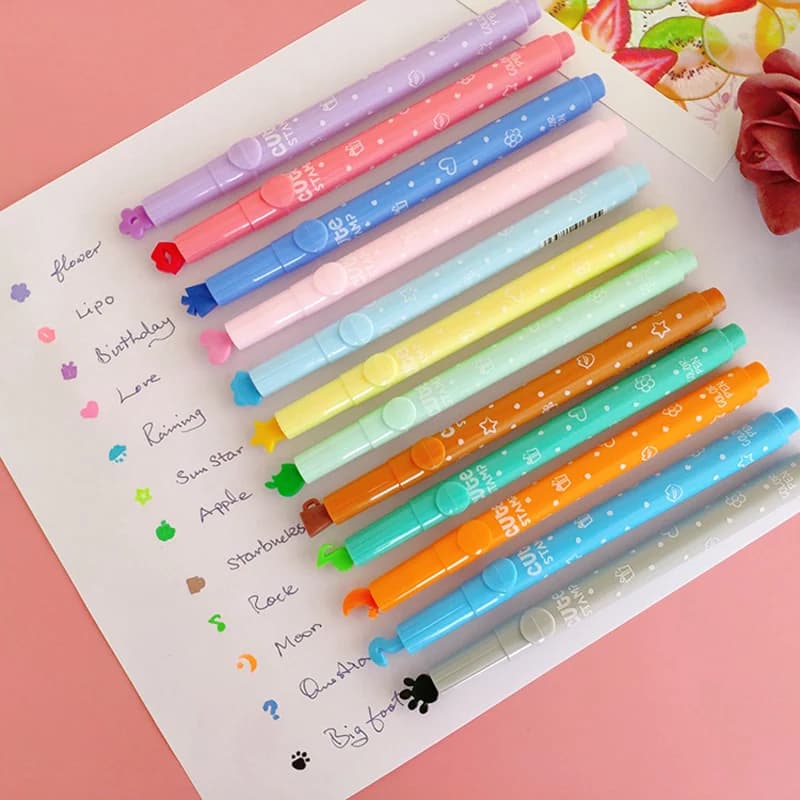 6 pz/set carino caramelle colori evidenziatori penna inchiostri pennarello creativo timbro penne fluorescenti materiale scolastico cancelleria per ufficio