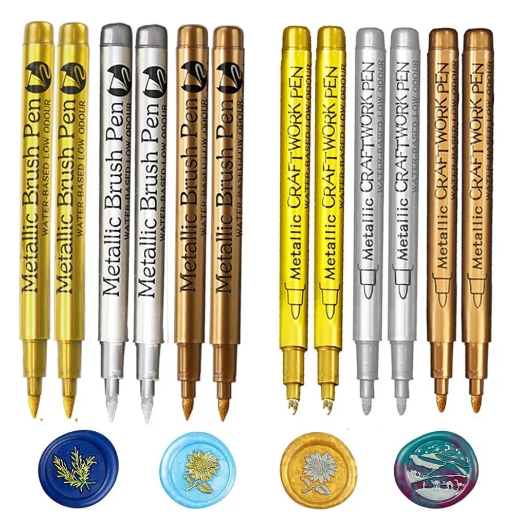 Set di 6/12 Pennarelli Metallici con Punta a Pennello, Colori Oro e Argento, Pennarelli Permanenti per Manga, Artigianato, Scrapbooking e Forniture di Cancelleria