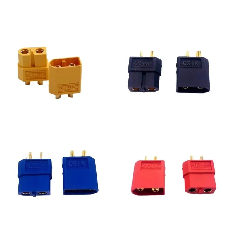 5 XT60 Connectors Paia Yellow, Blue, Black, Male and Female Rossi, Power Spins for RC Lipo Batteries, Motors and drones XT60