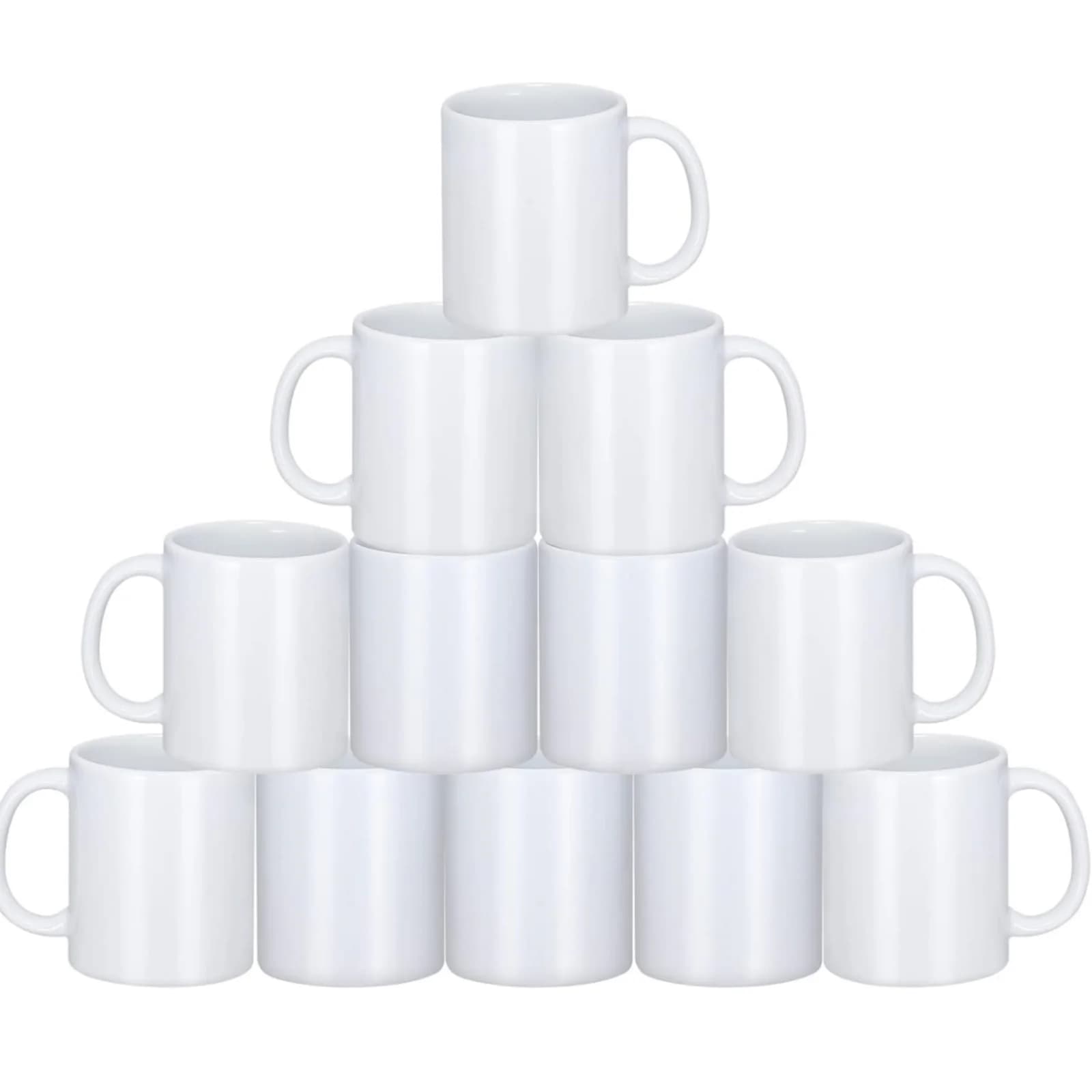 HTVRONT Sublimation Mugs Blank White Ceramic Sublimation Cups, Bulk Mugs for Coffee, Tea, Latte, Soup, Milk, Hot Cocoa 11 oz Set of 12