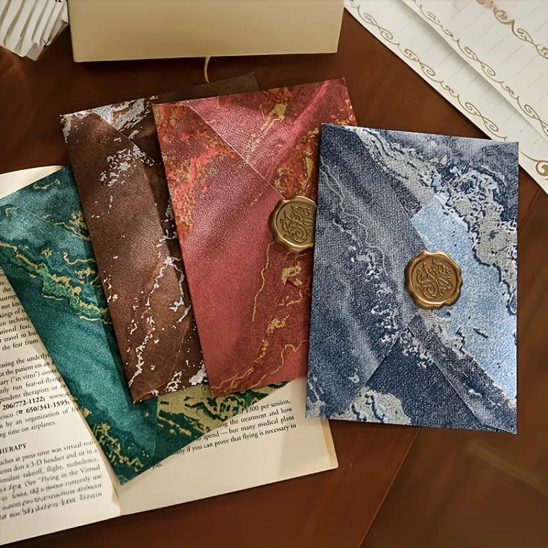 Set buste vintage da 20 pezzi (10 buste + 10 sigilli di cera). per sigillare contratti, inviti, dischi teneri e carte da scrivere