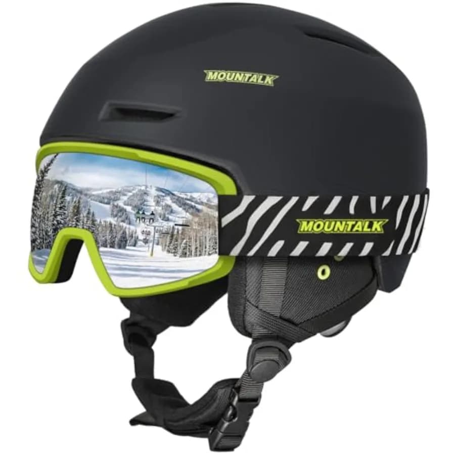 Casco da Sci con Occhiali da Sci - Vestibilità Regolabile, Leggero - Perfetto per Giovani, Adulti, Sci/Snowboard, Taglia L (23-24,8 pollici)