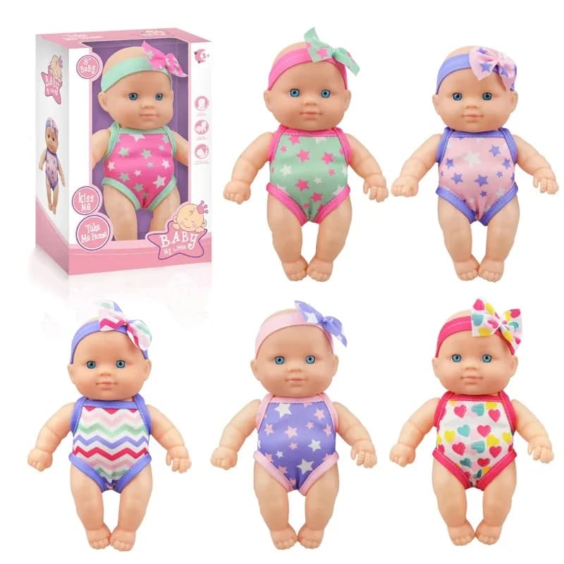 Mini bambole rinate in silicone Realistico sorridente bambola per neonato Simulazione Baby Dress Up bambola in gomma morbida per ragazze regalo per bambini