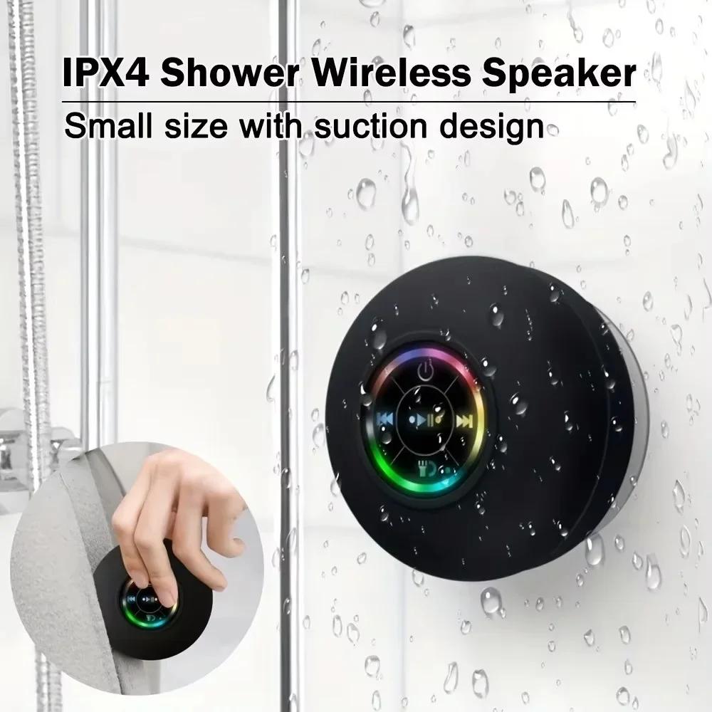 HOMEFISH Bluetooth Speaker Portable Waterproof for Shower with RGB Light and Suction cup, Wireless Speaker for Bathroom, Kitchen, Party, etc.