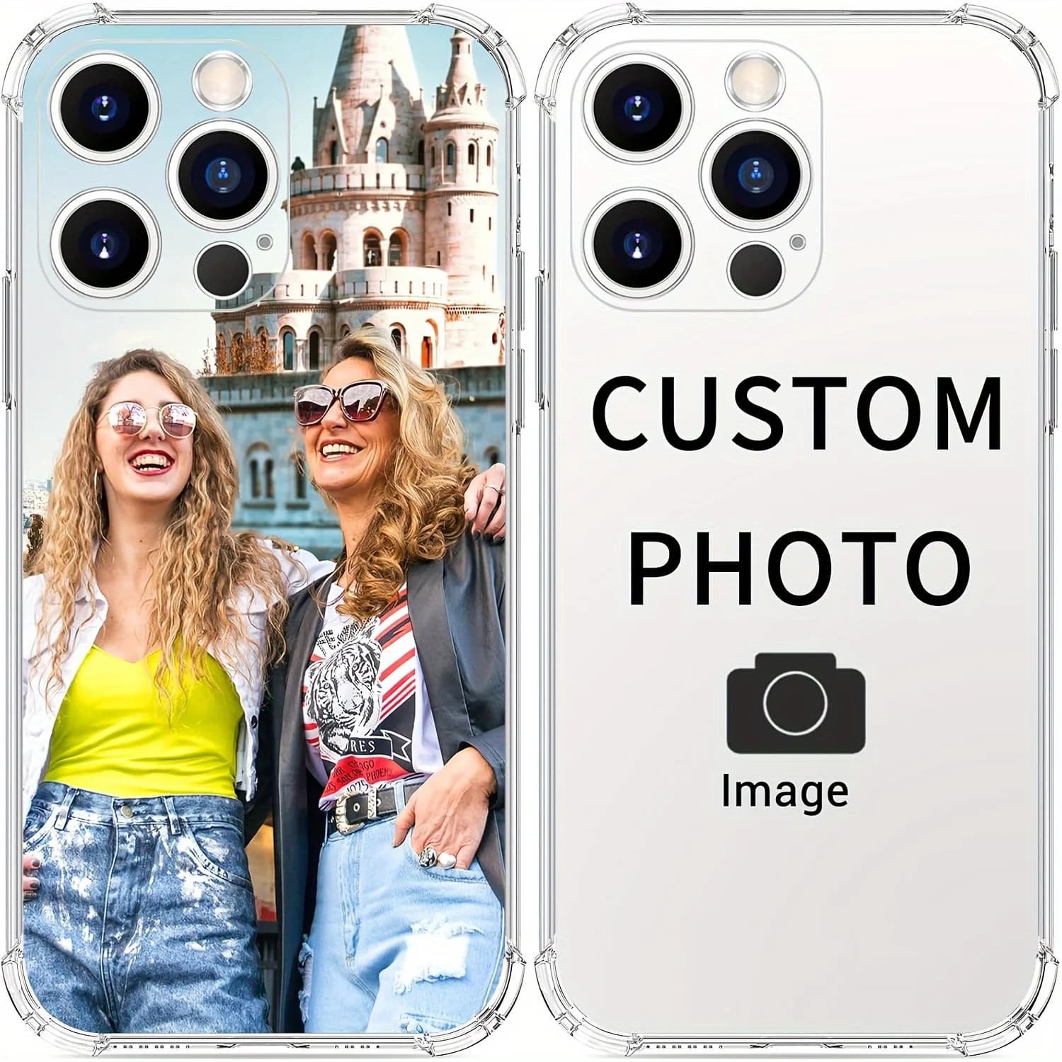 Cover for Custom Phone with Photo for iPhone 17 Air 16 15 14 13 12 Mini 11 Pro Xs Max 16e X XR 8 7 Plus, Transparent TPU Case Anti impact