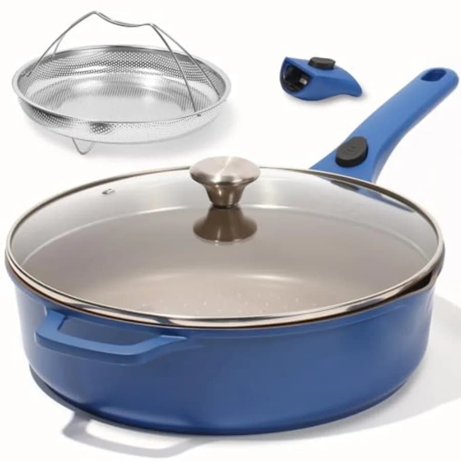 Padella Antiaderente Always Pan con Coperchio 11 Pollici 4.5 Qt, Profonda per Friggere e Saltare, Adatta a Forno, Induzione e Tutti i Piani Cottura, Senza PTFE e PFOA