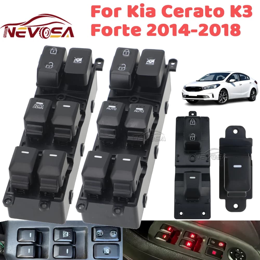 Interruttore di Controllo Finestrino Elettrico Anteriore Posteriore Sinistro Destro per Kia Cerato K3 Forte 2014 2015 2016 2017 2018 Lato Guida e Passeggero