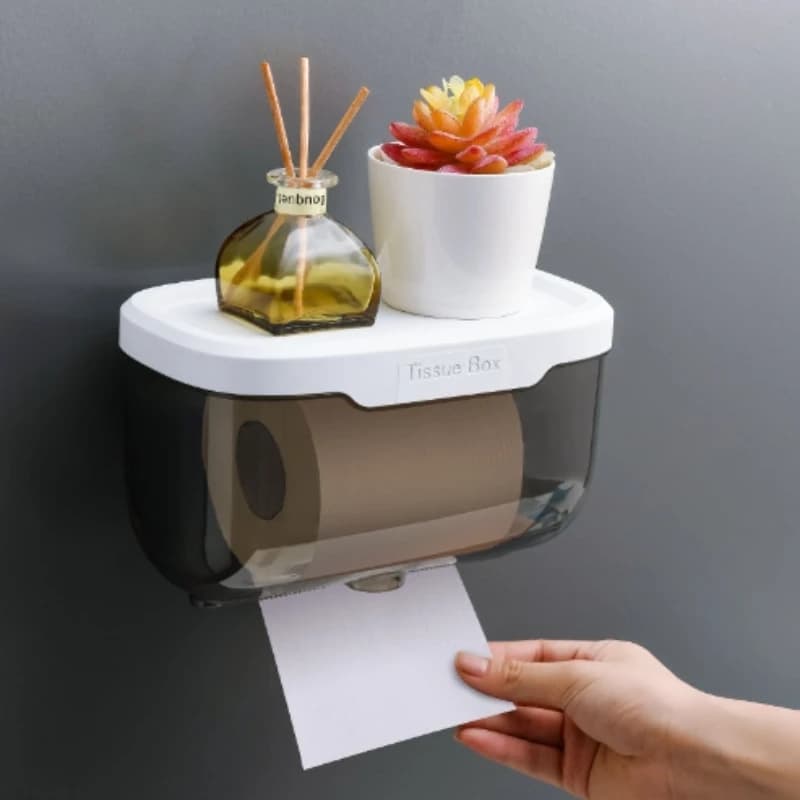 Portarotolo salvaspazio per carta igienica a parete con dispenser di fazzoletti e spazio per l'installazione adesiva facile, scatola di carta in rotolo creativa