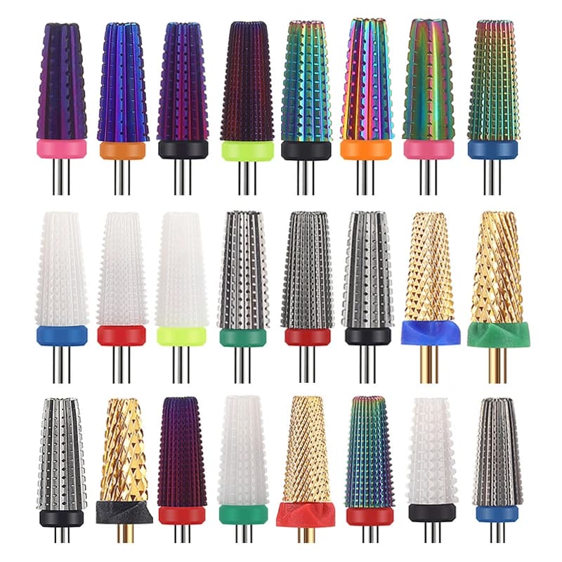 37 Styles Hard Metal Nail Drill Tips 5 in 1 Tungsten Ceramic Nail Drill Tip Pedicure Nail Files Buffer