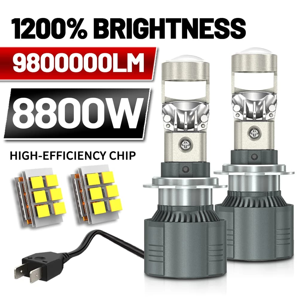 Lampadina LED Proiettore Mini Lente 8800W 9800000LM H7 H4 H11 Canbus per Fari Auto H8 9005 9006 HB3 HB4 6000K per Auto e Moto