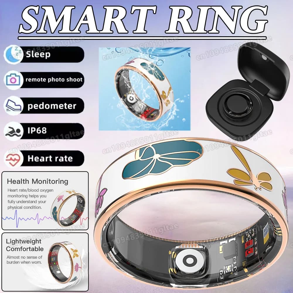 New Stainless Steel Women's Intelligent Ring with Colorful Nail Polishes, Waterproof, Fitness Tracker, PK R18 Model
