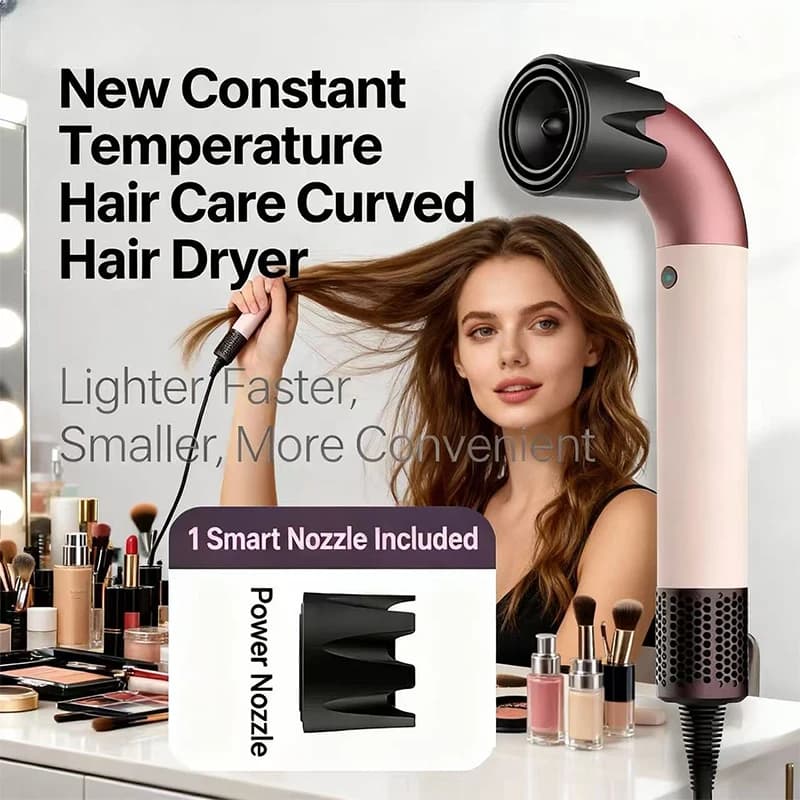 Professional high speed hair dryer with curved tube 30 seconds Quick drying Strong wind energy for efficient styling