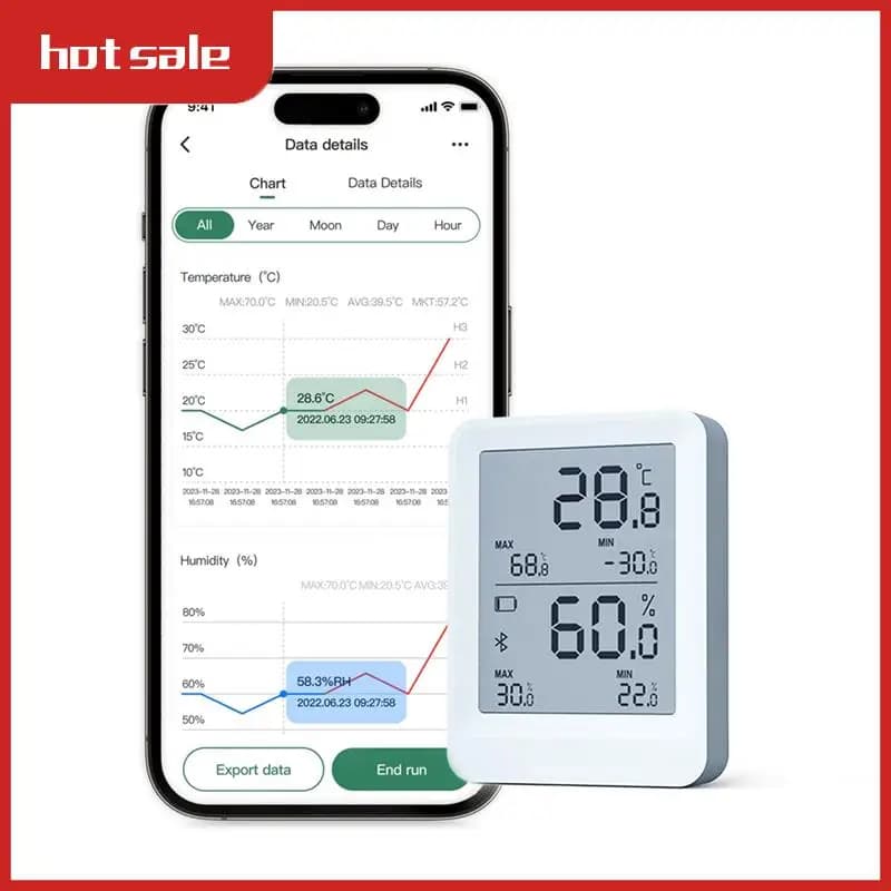Temperature and Humidity Recorder Support for Humidity and Temperature Monitor Bluetooth Automatic Data Reports For Cova Box