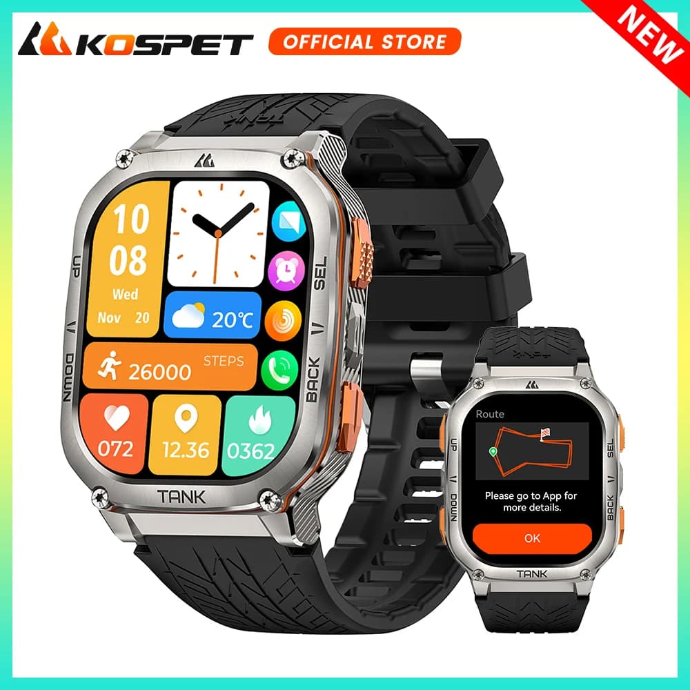 KOSPET TANK M3 Ultra GPS Astuto Della Vigilanza Degli Uomini di Grado Militare Bussola Altimetro Barometrico 480mAh 60 Giorni Batteria IP69K 5ATM Impermeabile