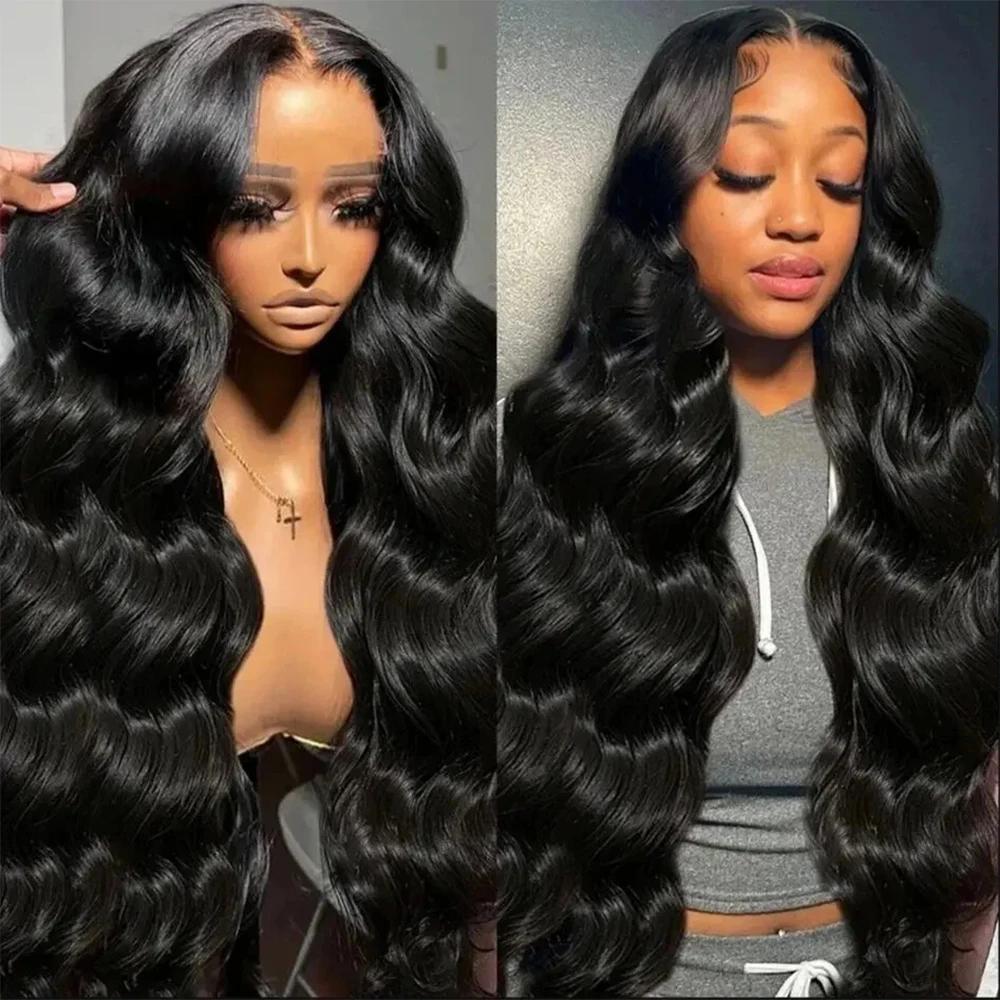 13x4 13x6 250 body wave density human hair wigs 32 36 inch human hair lace front wig pre pinched with baby hair for women