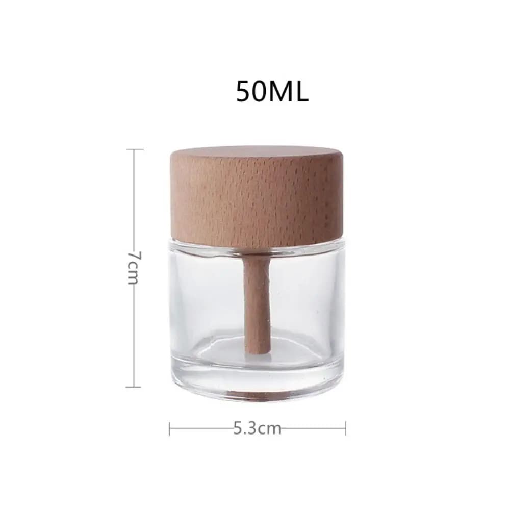 Bottiglie diffusore da 50 ml con tappo in legno Barattoli diffusori di fragranze riutilizzabili in vetro fai-da-te Mini contenitori vuoti per oli essenziali