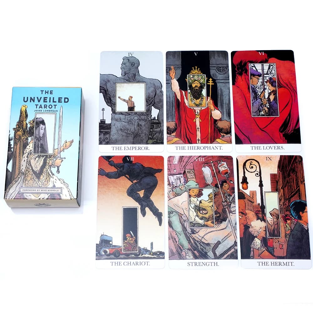 Il mazzo dei tarocchi non velociato di Jesse Lonergan Set di carte illustrate con motero di Mike Mignola Design artistico unico per carte dei tarocchi