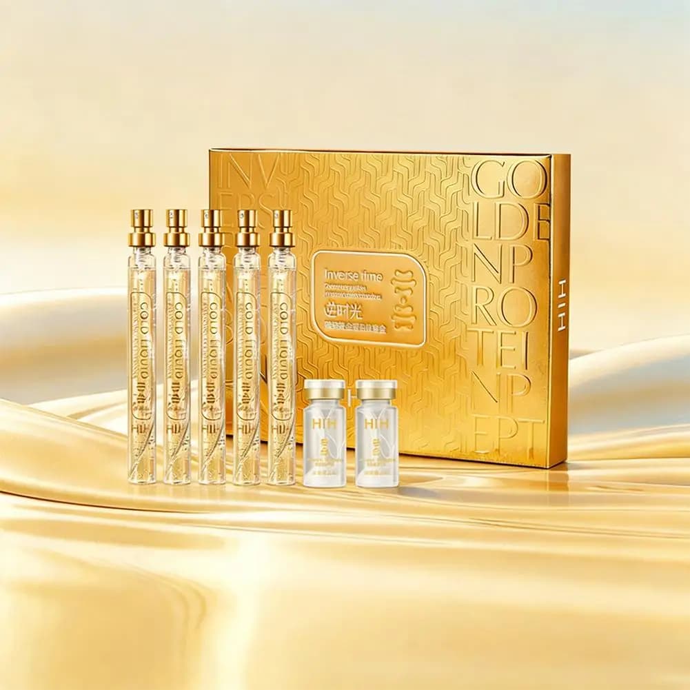 Essence Soluble Face to Collagen with Fili Lifting, Rassodante and Hydratante, Protective Serum Peptidic in Golden Silk