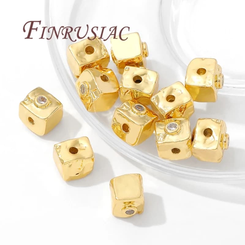 8 mm square beads 18K gold plated bracelets Beads, beads separator, jewelry necklace accessories