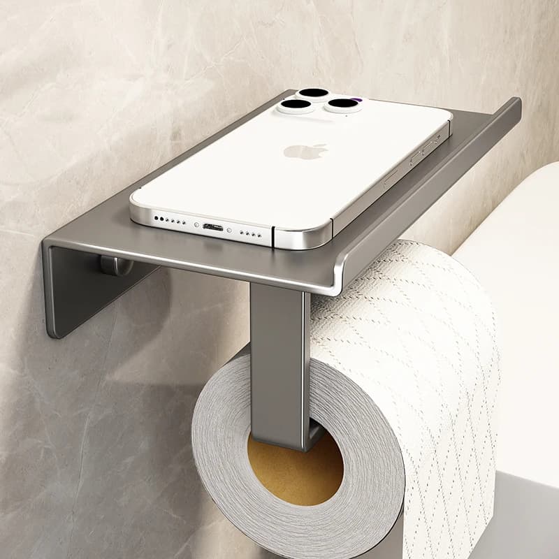 Portarotolo da bagno in acciaio inossidabile Supporto da parete Portarotolo per WC Portarotolo per carta igienica con slot per telefono per uso domestico