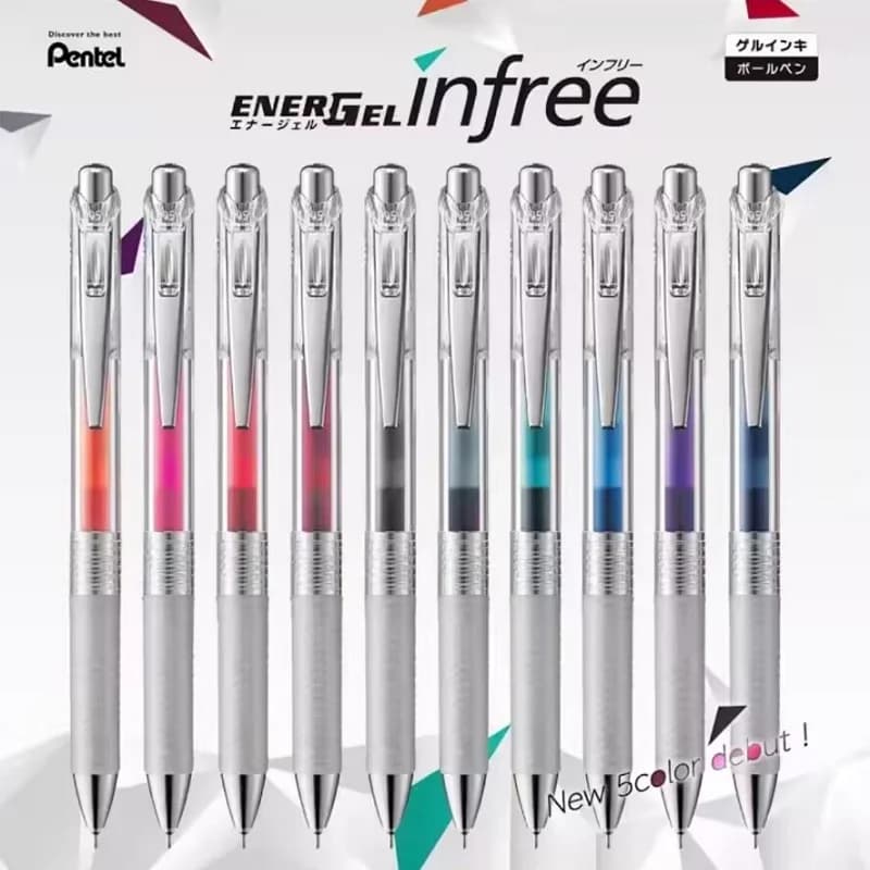Penna Gel Colorata Pentel Retrattile con Inchiostro ad Asciugatura Rapida, Colori Assortiti, Fusto Trasparente, Alta Capacità per Disegno e Marcatura