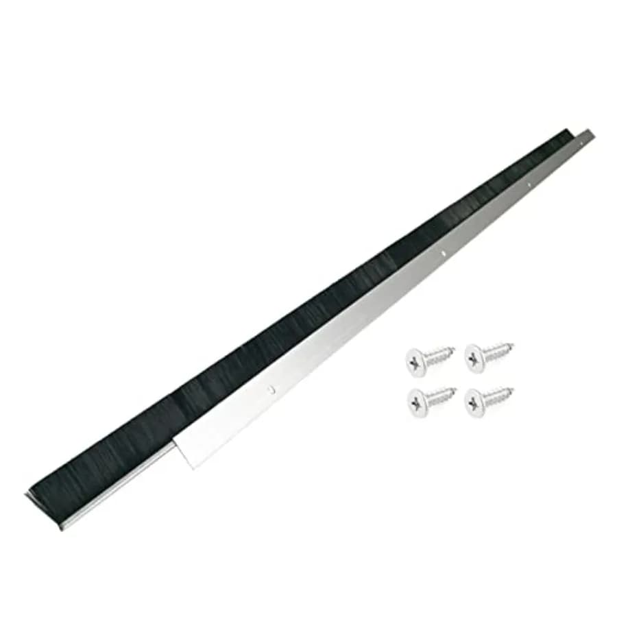 Spazzola per la pulizia delle porte, 0,9 pollici di larghezza x 9 pollici. Guarnizione inferiore per porta in alluminio L, sigillante per fughe d'aria per interni, esterni, garage e tetto