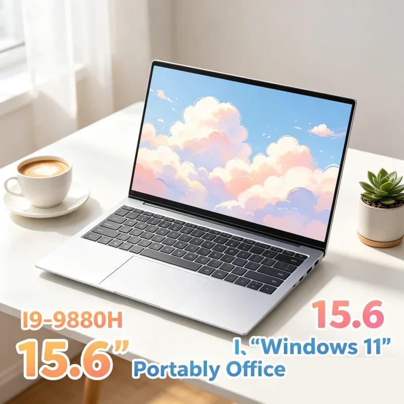 Nuovo Laptop Ultra Sottile da 15,6 Pollici con Windows 11, Intel Core I9-9880H, 32GB RAM, 2TB SSD, 1920*1080, per Gaming, Ufficio, Studio e Uso Domestico