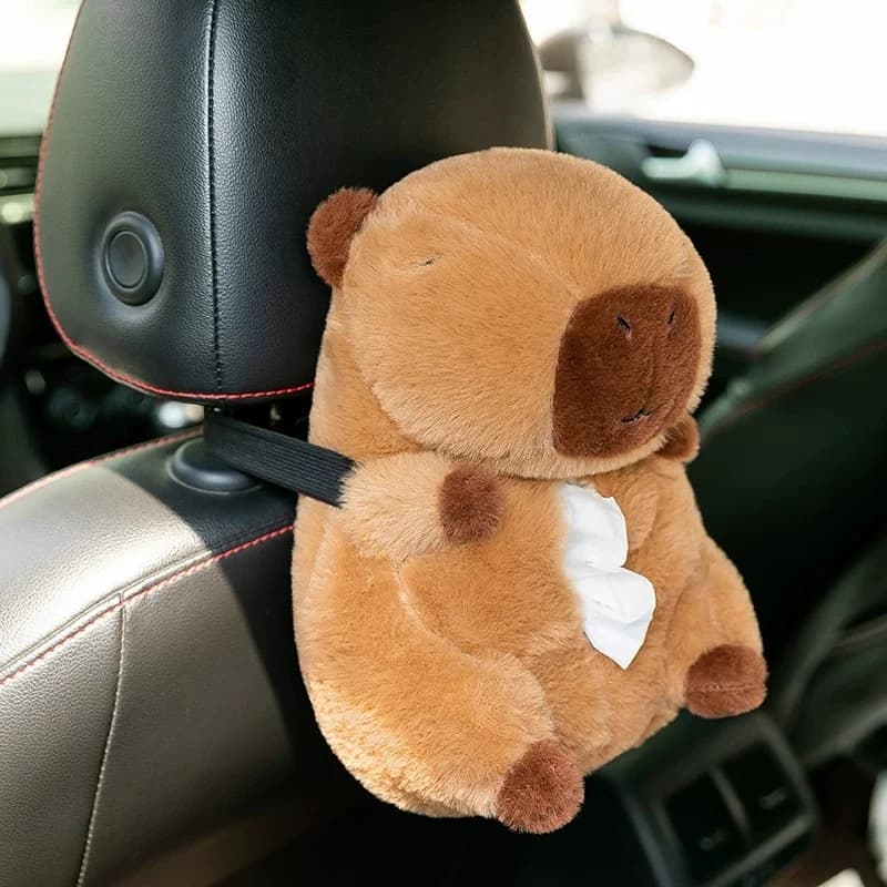 Contenitore per la conservazione della carta del capibara del fumetto - Porta fazzoletti per bracciolo dell'auto Organizzatore della copertura della scatola dei fazzoletti per auto Morbido tessuto di peluche