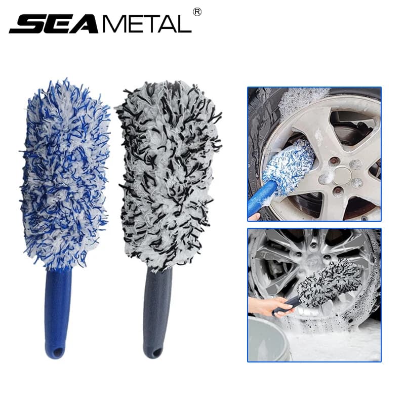 SEAMETAL Car Wheels Cleaning Brush Wheels for Car Hub Wheel Brush for Cars in Portable plush Washing Tool Dust Removal Brush for car details