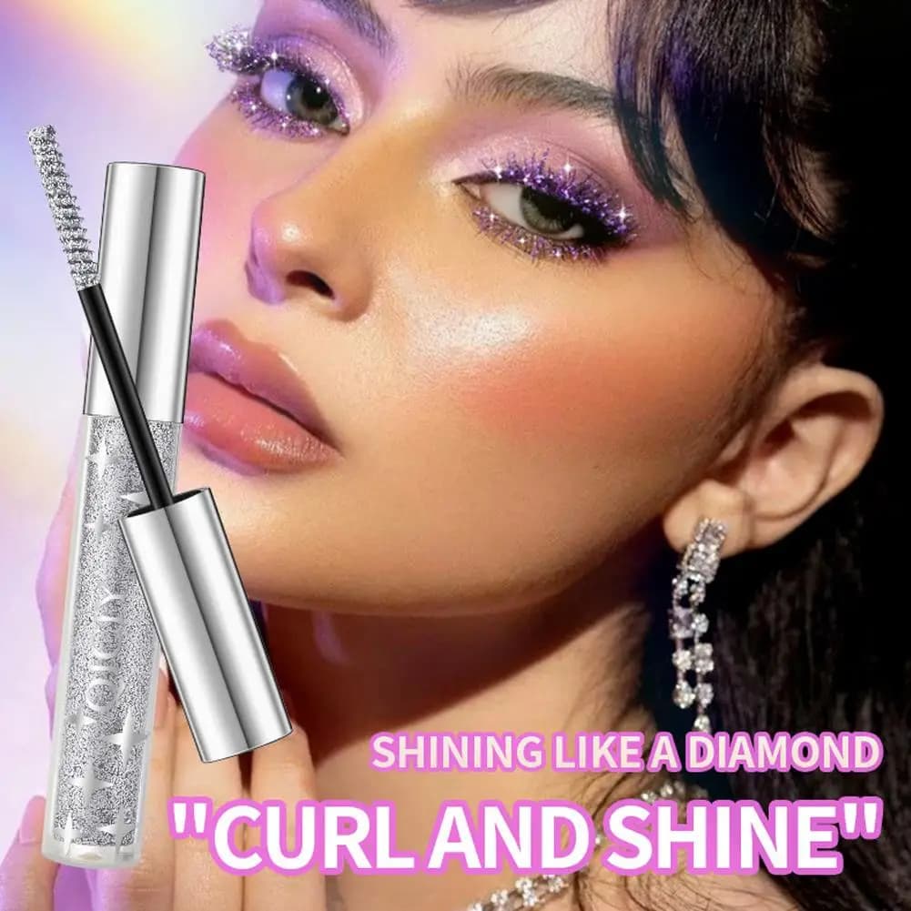 Mascara diamante lucido galassia paillettes glitter ciglia mascara ciglia impermeabile ad asciugatura rapida arricciatura mascara spesso trucco luccicante