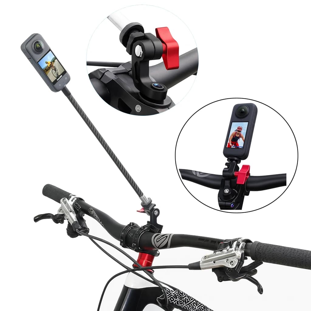 Supporto per cuffie da bici per Insta360 X5 X4 X3 ACE PRO 2 con supporto per selfie stick in fibra di carbonio e copertura per gruppo manubrio