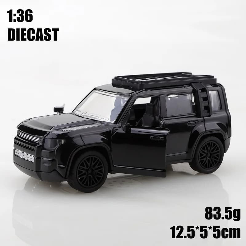 1/36 scale tough off-road SUV alloy simulation car model, can open the door, equipped with roof luggage rack and side ladder, su