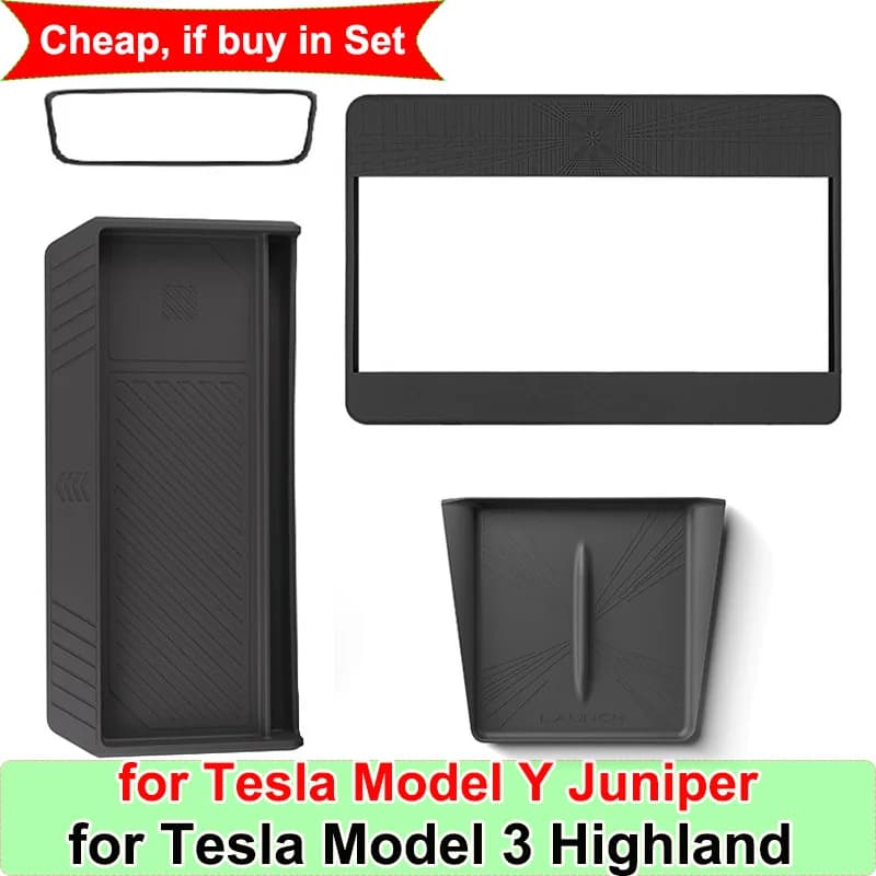Per Tesla Model Y Juniper Accessori per console centrale Striscia protettiva per telaio schermo GPS Tappetino per caricabatterie wireless Model3 Vassoio per cruscotto