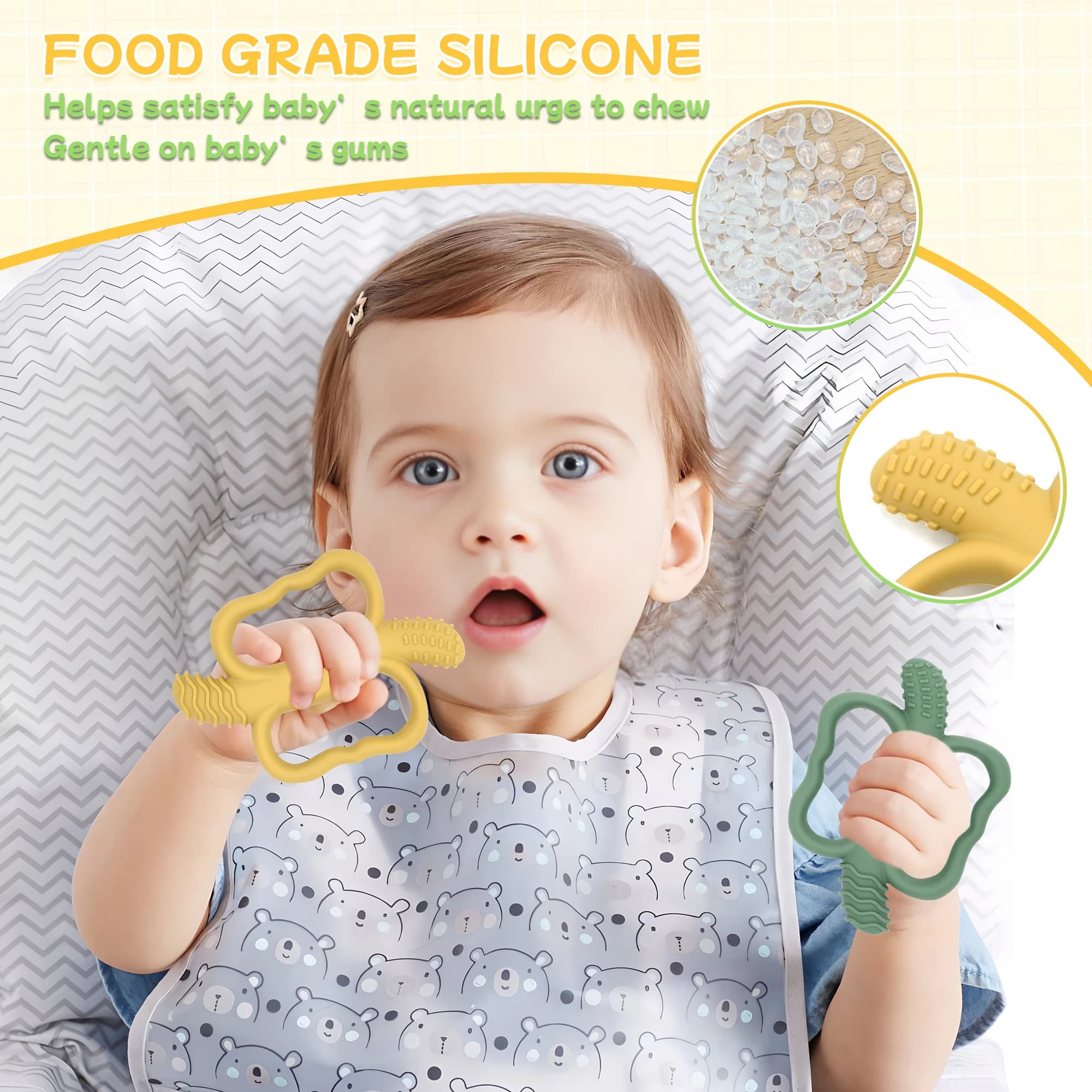 Giocattolo per la dentizione a forma di banana, realizzato in silicone alimentare, appositamente progettato per la dentizione dei bambini, facile da afferrare.