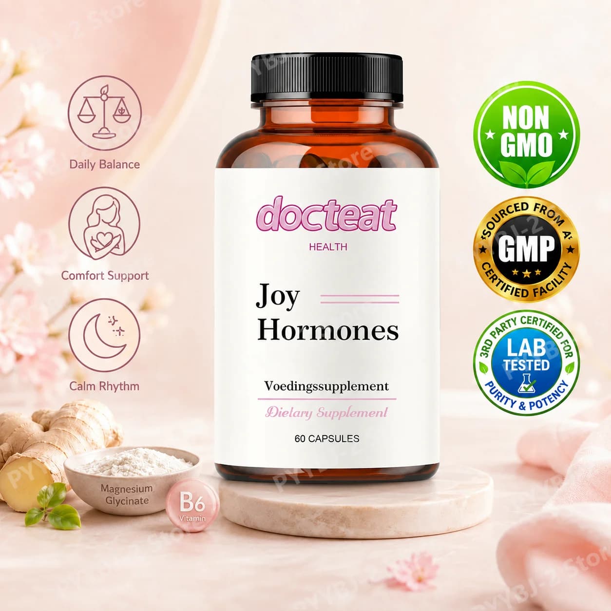 Women Hormone Balance Wellness Capsules with Evening Primrose Oil Asparagus Racemosus Sea Moss Collagen Magnesium Glycinate & B6