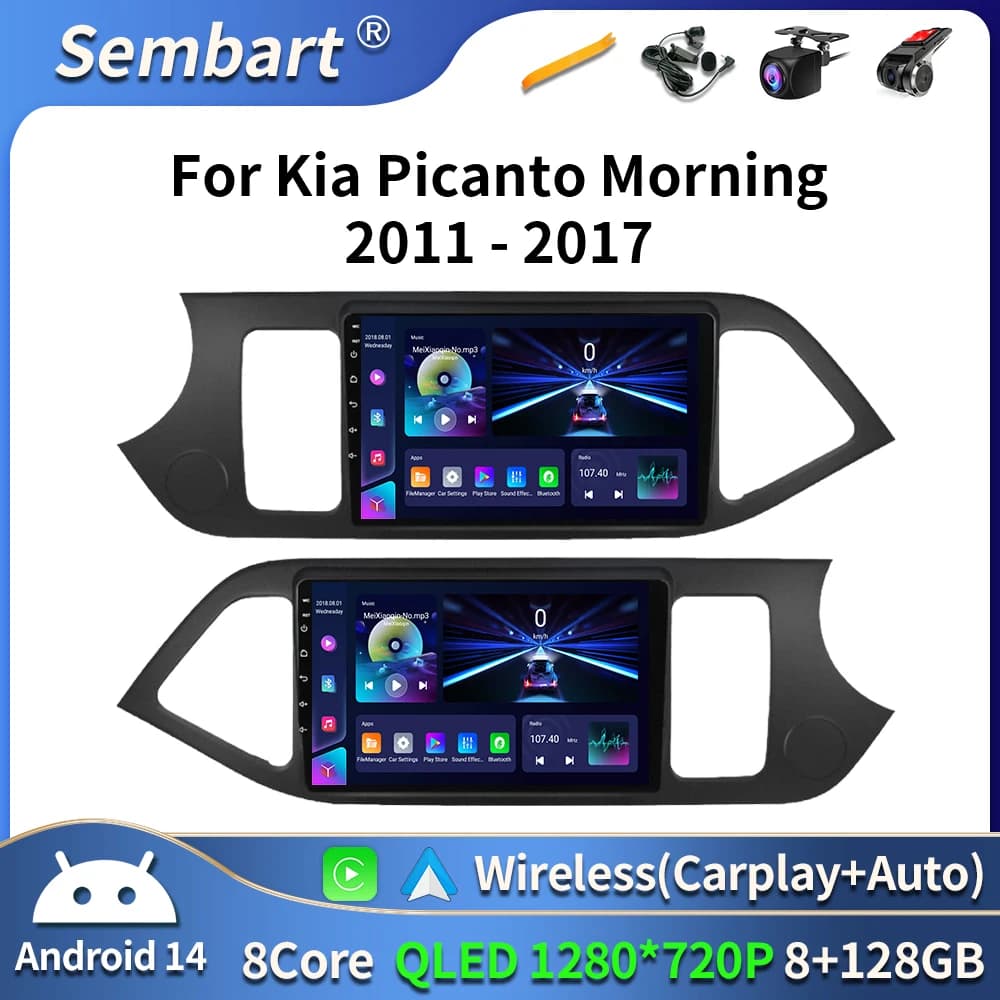 Per Kia Morning 2 picanto 2011 - 2017 Autoradio Unità principale Lettore video multimediale Navigazione GPS Android Auto WIFI No 2din DVD