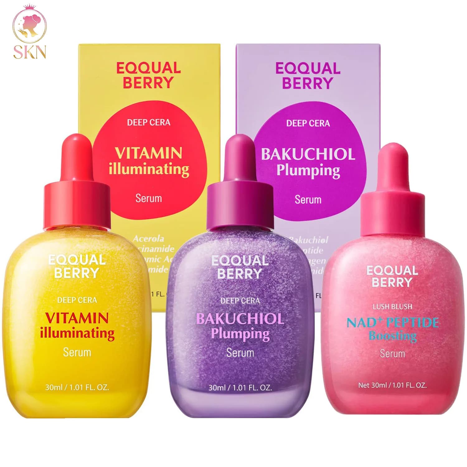Serum Vitamin C and Bakuchiol EQQUALBERRY, Illuminant and Radiant, Alternative Delicate to Retinol, with Hyaluronic Acid for Skin Care