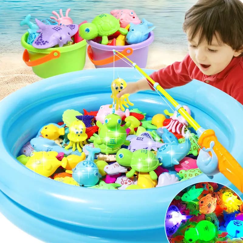 Giocattoli da pesca per bambini magnetico sfuso pesce finto stallo puzzle di pesci divertente gioco di pesca simulazione canna da pesca rete colore casuale