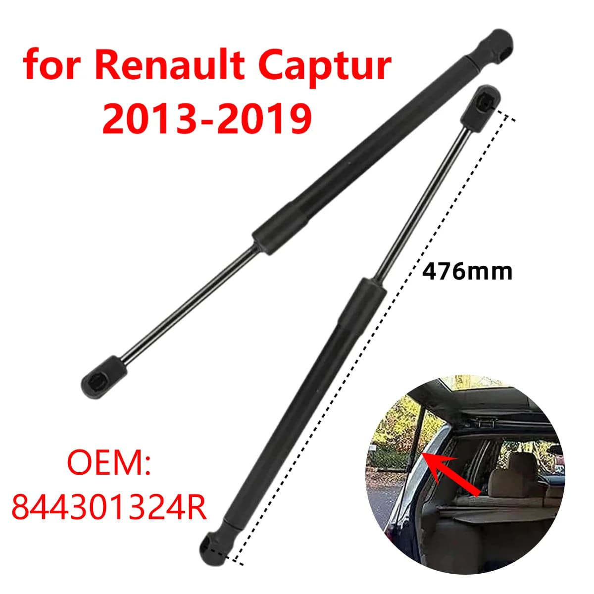 2 Pz 844301324R Auto Baule Posteriore Boot Portellone Ammortizzatori A Gas Ammortizzatori Ascensore Aste di Supporto per Renault Captur J5 H5 2013-2019