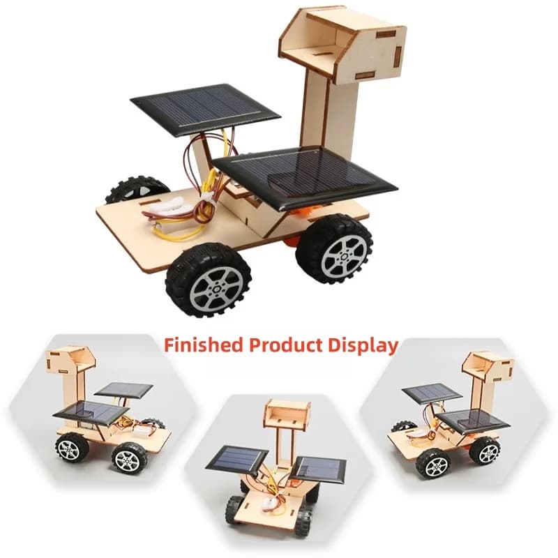 DIY Solar Car Lunar Exploration Vehicle Toy Children's Hand-Assembled Model 3D Wooden Puzzle Science And Education Toys
