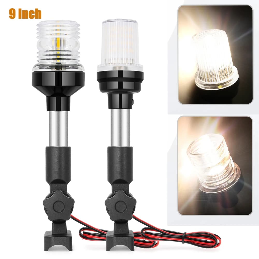 Luce di navigazione marina a LED lampada di segnalazione a vela impermeabile per pontoni yacht 360 ° pieghevole luci di ancoraggio per barche bianche 9 pollici
