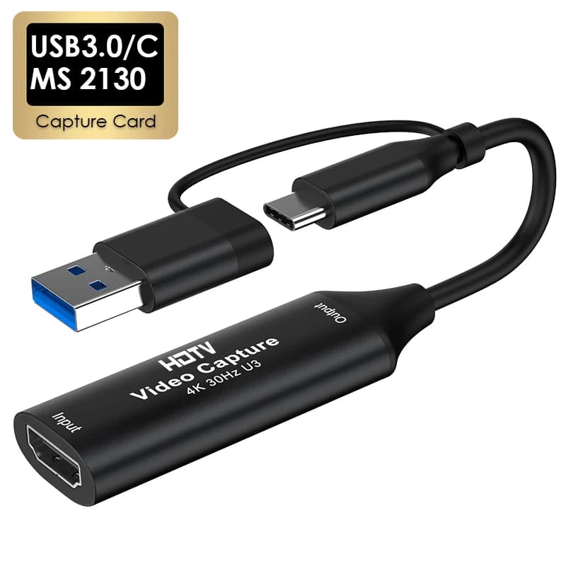 4K hdmi Video Capture Card USB 3.0 Type-C 1080P Game Capture Card for Live Streaming PS4 Xbox Switch OBS Recording