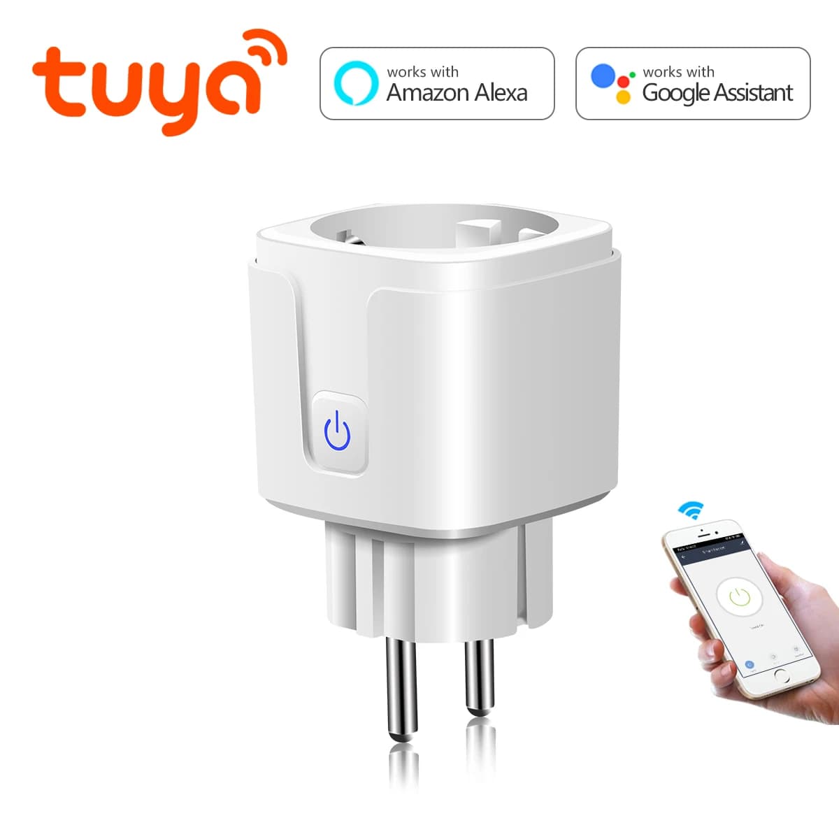 Tuya Smart Life WIFI Interruttore della luce a LED Controllo vocale Presa APP 15A Spina di alimentazione UE Presa a muro wireless per Alexa Echo Google Home