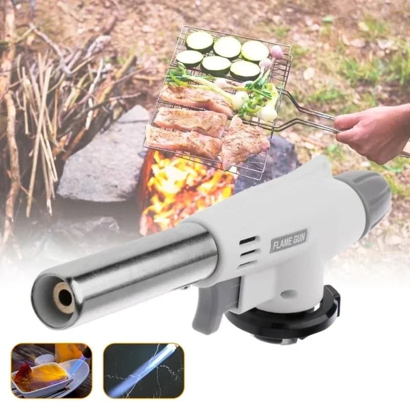 Butane Burner Flame Camping Cooking Barbecue Gas Flashlight Maker Lighter Metal Flame Gun Welding Flashlight Outdoor Kitchen Heater