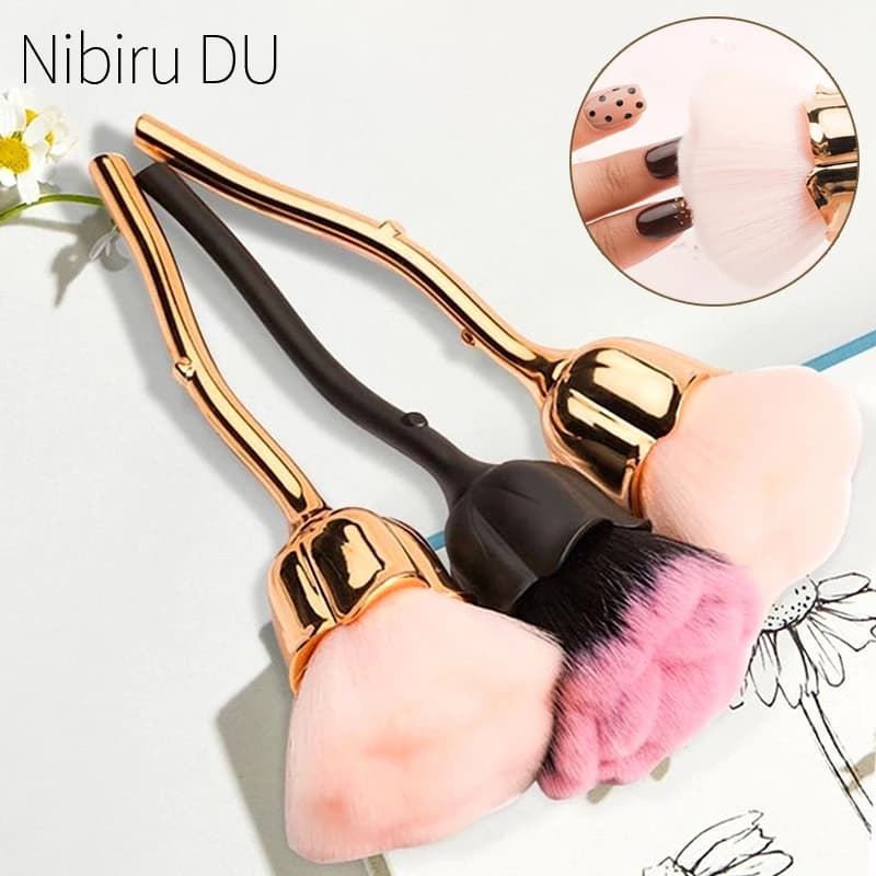 Pink Shape Soft Brush for Manicure Brush for Nail Powder Brush for Nails Powder Brush for Gel Nail Polish Cleaning Powder Nail Brushes Tool Nail Supplies