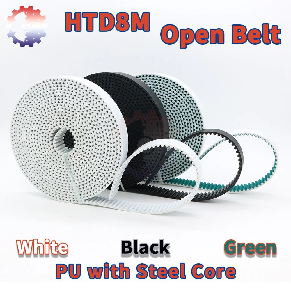 HTD 8M PU Cinghia dentata aperta Larghezza 15/20/25/30/35/40/50/60/70mm Nucleo in acciaio Poliuretano HTD 8M Cinghia dentata 8M Cintura HTD8M Cintura aperta