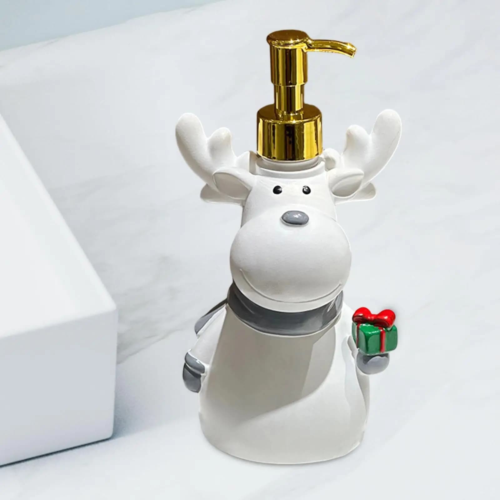 Dispenser di sapone alce Regalo di Natale Simpatico pompa multifunzionale Bottiglia di lozione Dispenser di lozione per il lavaggio del corpo per vanità del dormitorio da appoggio