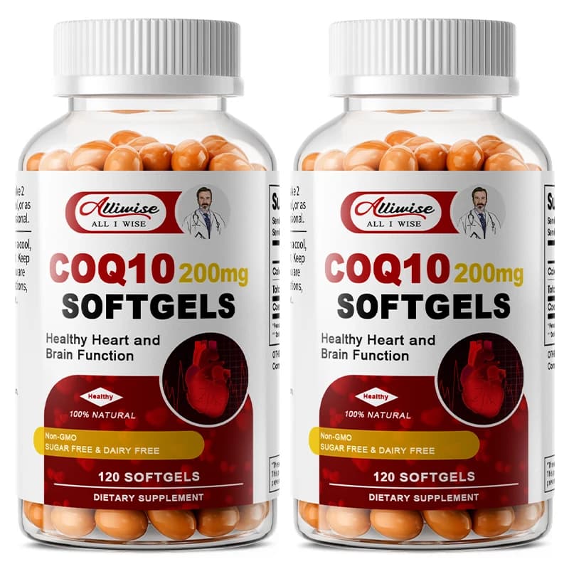 Alliwise CoQ10 Capsule molli 200 mg di coenzima Q10 Integratori - Promuove la salute cardiovascolare e cardiaca, fornire energia